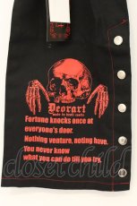 画像2: Deorart / スカルプリントレッグカバー  ブラック×レッド O-26-06-27-013-PU-ZA-IG-OS (2)