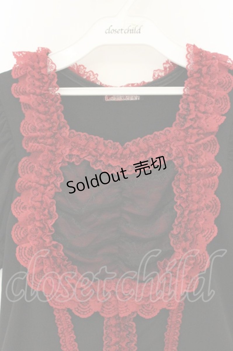 画像2: Qutie Frash / レース切替パフスリーブトップス  ブラック×レッド O-26-06-27-014-QU-TO-IG-OS (2)