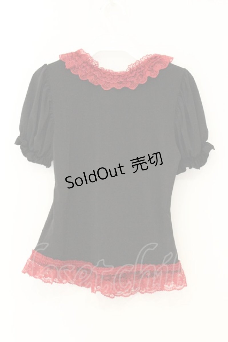 画像4: Qutie Frash / レース切替パフスリーブトップス  ブラック×レッド O-26-06-27-014-QU-TO-IG-OS (4)