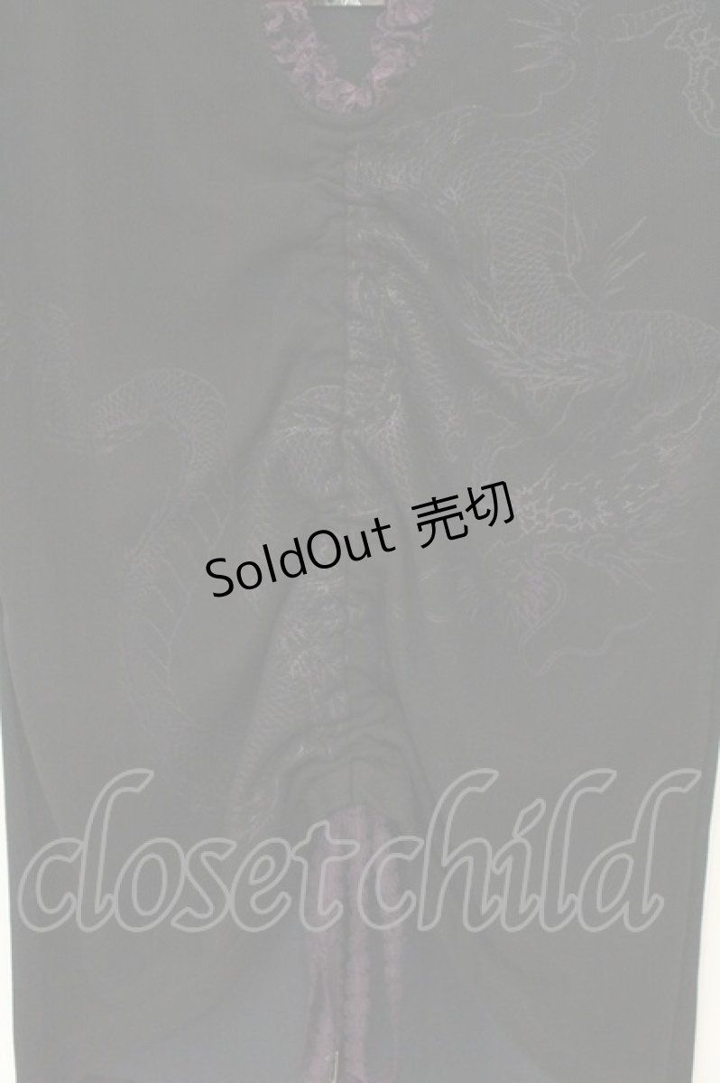 画像3: Qutie Frash / チャイナボタンギャザーTシャツ  ブラック×パープル O-26-06-27-021-QU-TS-IG-OS (3)