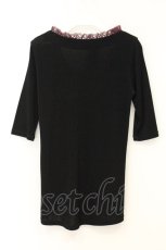 画像4: Qutie Frash / チャイナボタンギャザーTシャツ  ブラック×パープル O-26-06-27-021-QU-TS-IG-OS (4)