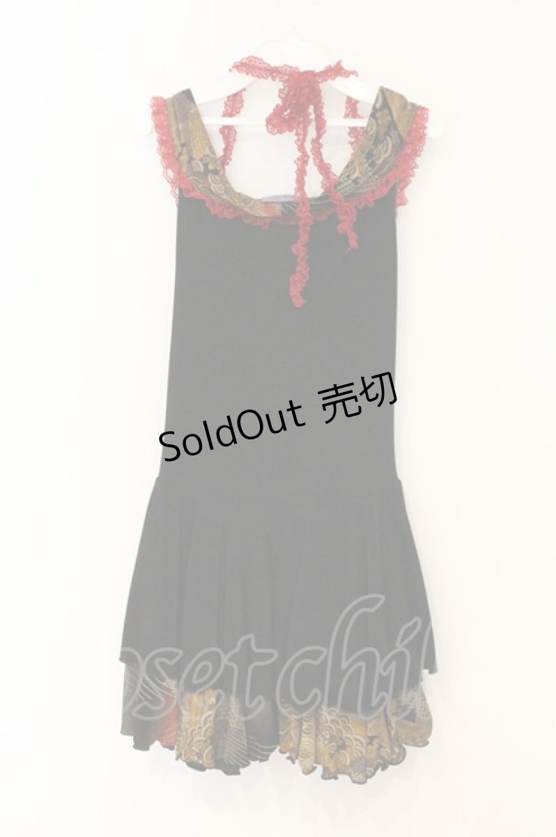 画像4: Qutie Frash / 着物衿ホルターコルセットワンピース  ブラック×オレンジ O-26-06-27-023-QU-OP-IG-OS (4)