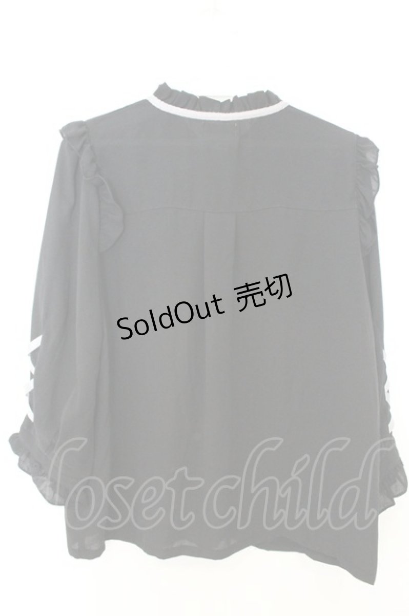 画像2: axes femme POETIQUE / ローズ刺繍レースアップブラウス M クロ O-26-06-28-006-AX-BL-OW-OS (2)