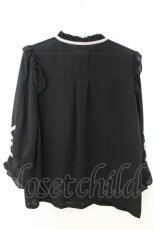 画像2: axes femme POETIQUE / ローズ刺繍レースアップブラウス M クロ O-26-06-28-006-AX-BL-OW-OS (2)