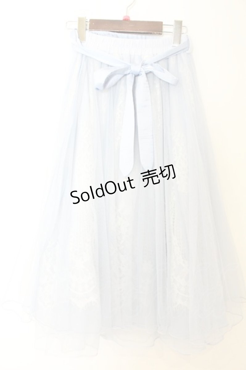 画像1: axes femme POETIQUE / リボン付レース×チュールスカート M サックス O-26-06-28-009-AX-SK-OW-OS (1)