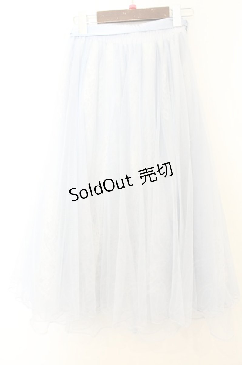 画像2: axes femme POETIQUE / リボン付レース×チュールスカート M サックス O-26-06-28-009-AX-SK-OW-OS (2)