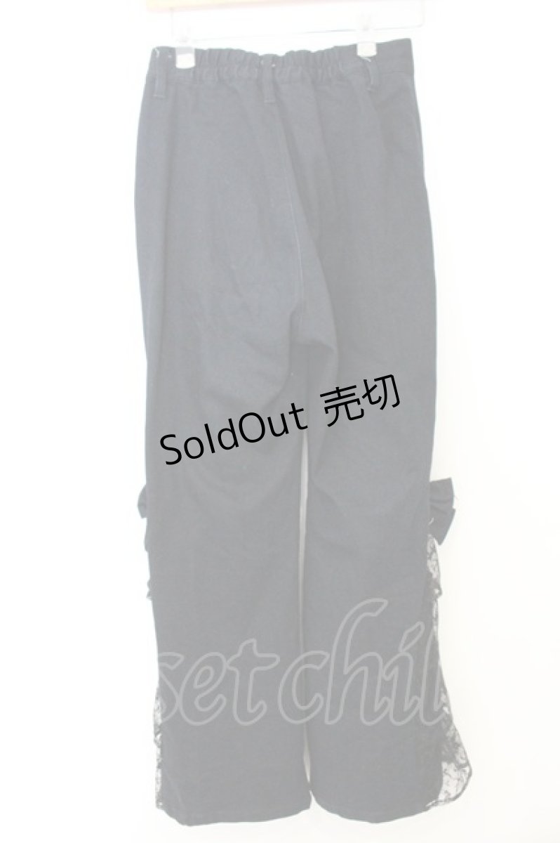 画像2: axes femme POETIQUE / サイドレースフレアデニムパンツ M クロ O-26-06-28-014-AX-PA-OW-OS (2)