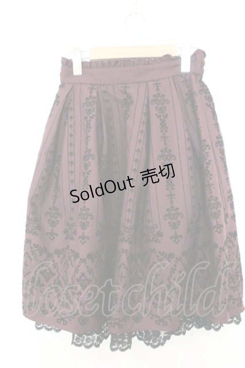 画像1: axes femme / 花フロッキープリントスカート M ワイン O-26-06-28-018-AX-SK-OW-OS (1)