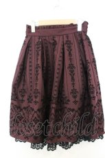 画像1: axes femme / 花フロッキープリントスカート M ワイン O-26-06-28-018-AX-SK-OW-OS (1)