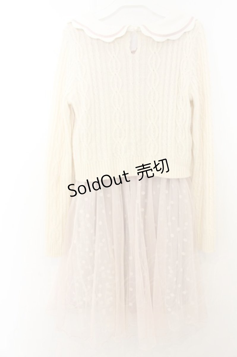 画像3: axes femme POETIQUE / フロント刺繍長袖ワンピ M キナリ×ピンク O-26-06-28-025-AX-OP-OW-OS (3)