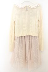 画像3: axes femme POETIQUE / フロント刺繍長袖ワンピ M キナリ×ピンク O-26-06-28-025-AX-OP-OW-OS (3)