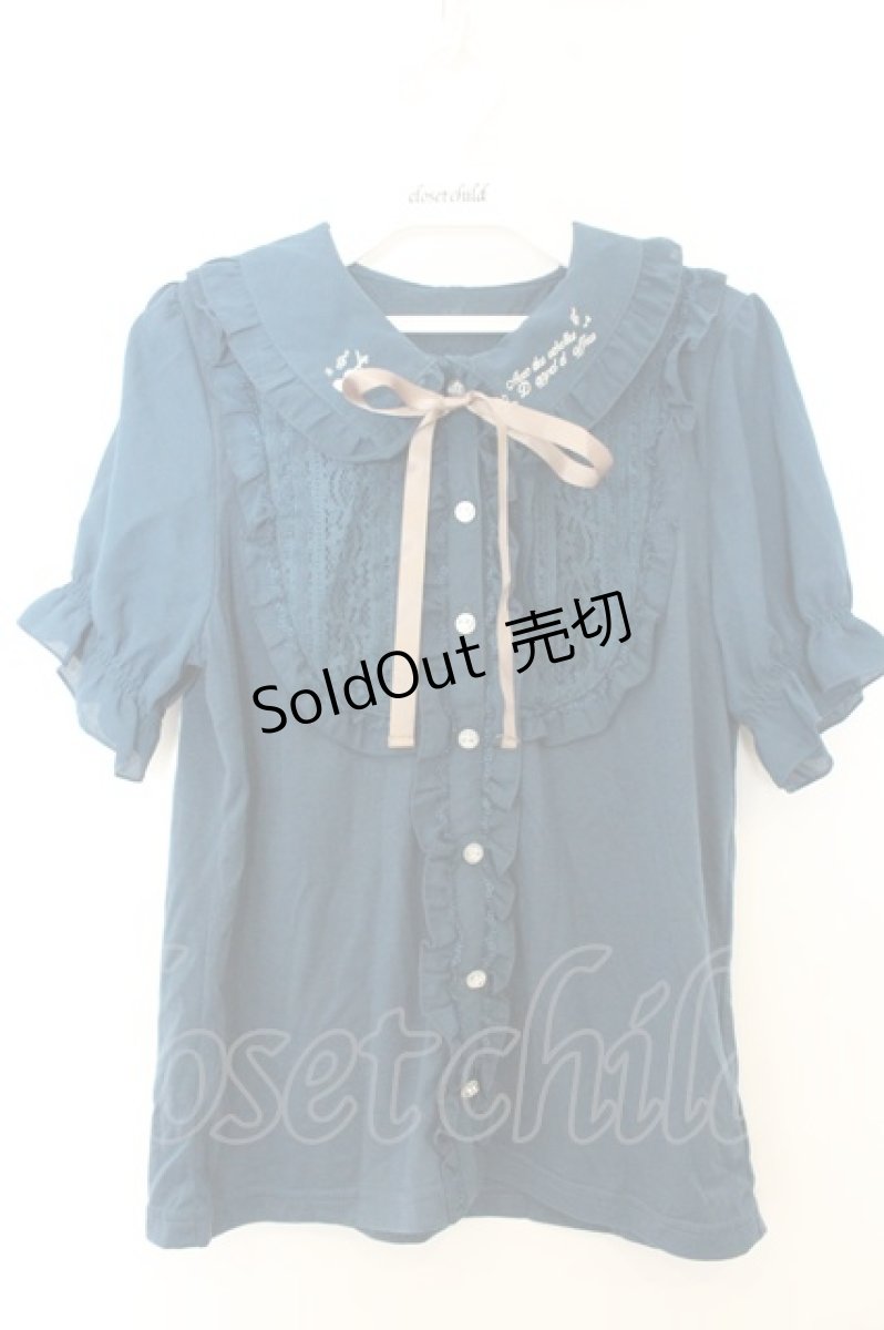 画像1: axes femme / 音楽柄刺繍ブラウス風プルオーバー M グリーン O-26-06-28-026-AX-TO-OW-OS (1)