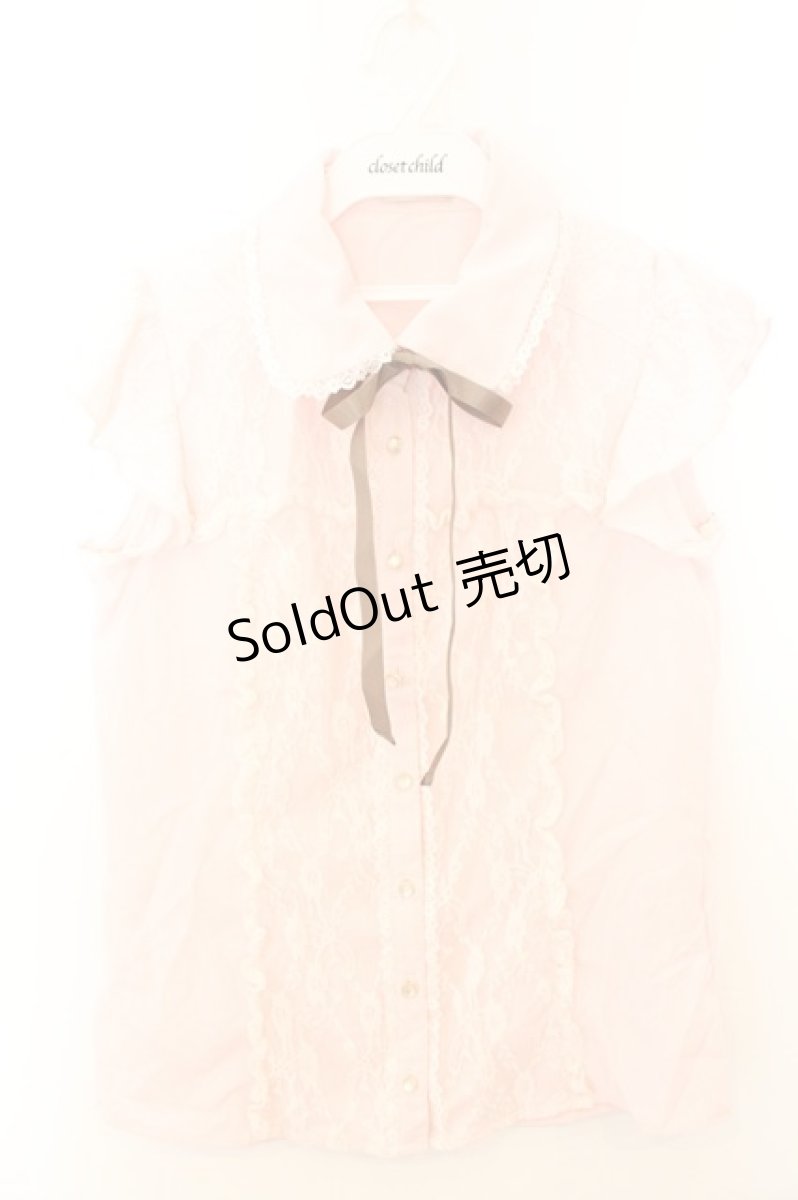 画像1: axes femme POETIQUE / レーシービスチェ切替ブラウス M ピンク O-26-06-28-027-AX-TO-OW-OS (1)