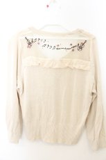 画像2: axes femme / 音符刺繍フリルショートカーデ M キナリ O-26-06-28-034-AX-TO-OW-OS (2)