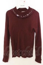 画像1: axes femme / 薔薇モチーフボトルネックプルオーバー M ワイン O-26-06-28-035-AX-TO-OW-OS (1)