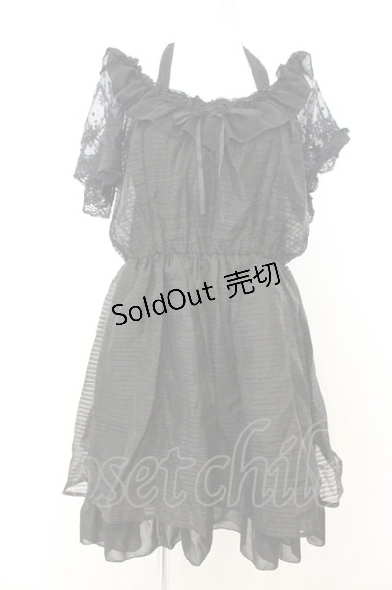 画像1: axes femme kawaii / オフショルオーガンジーワンピース M クロ O-26-06-28-036-AX-OP-OW-OS (1)