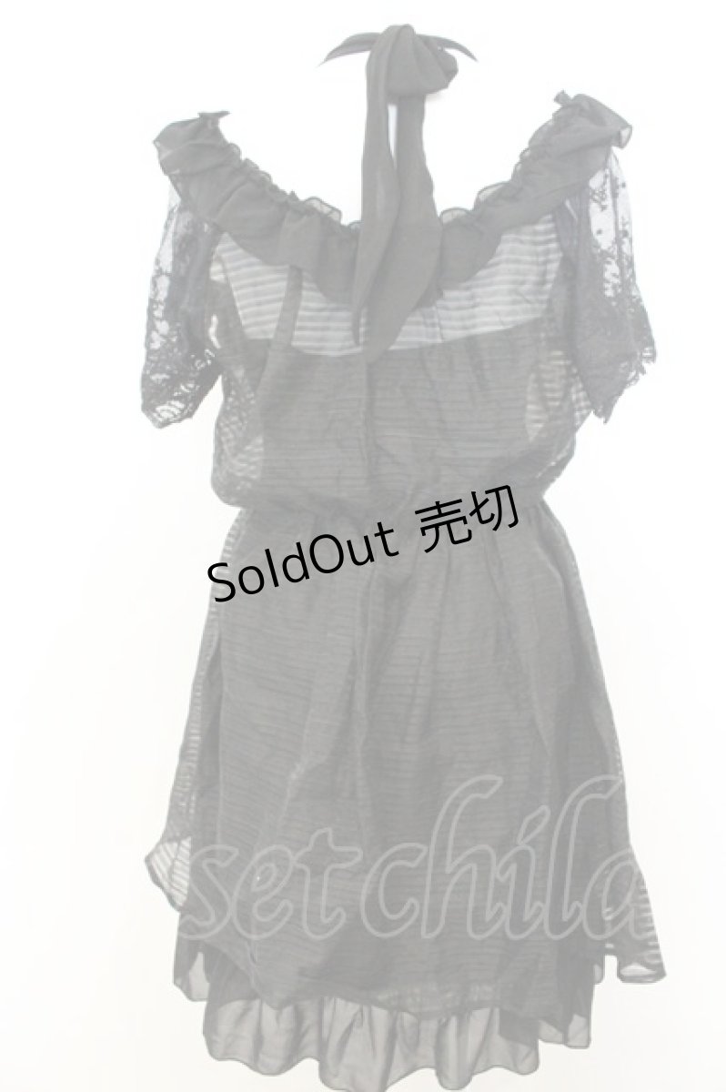 画像2: axes femme kawaii / オフショルオーガンジーワンピース M クロ O-26-06-28-036-AX-OP-OW-OS (2)