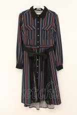 画像1: axes femme / レジメ柄シャツワンピース M ネイビー O-26-06-29-042-AX-OP-OW-OS (1)