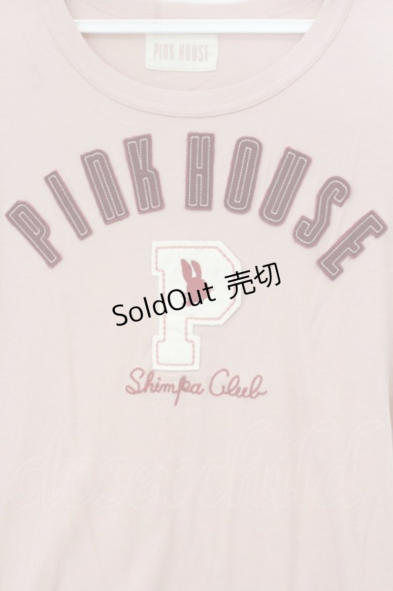 画像2: PINK HOUSE / Pロゴ うさぎ刺繍Tシャツ 3(M) ピンク O-26-06-29-052-LO-TS-IG-OS (2)