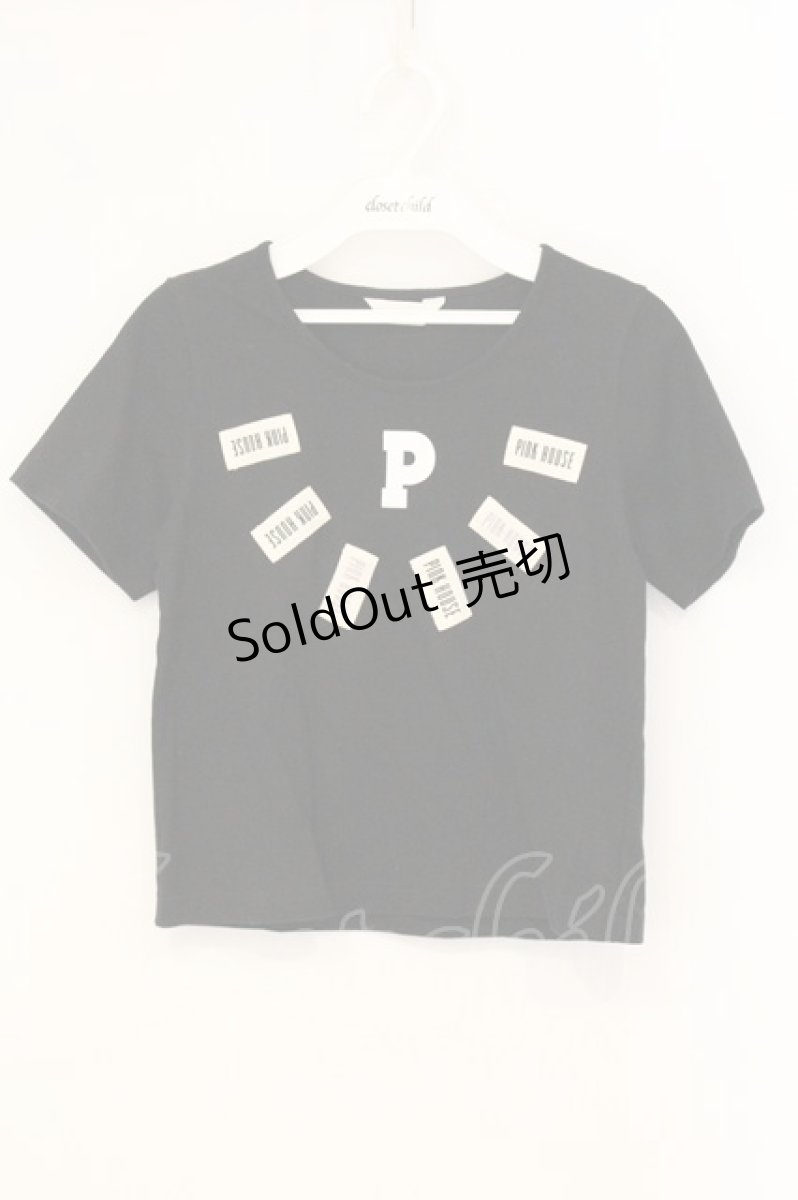 画像1: PINK HOUSE / セーラー襟プリントネームタグTシャツ 3(M) クロ O-26-06-29-053-LO-TS-IG-OS (1)
