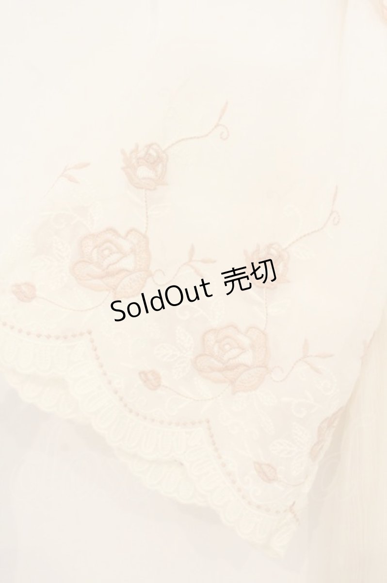 画像2: axes femme / 刺繍袖楊柳シフォンチュニック M キナリ O-26-06-29-077-AX-OP-OW-OS (2)