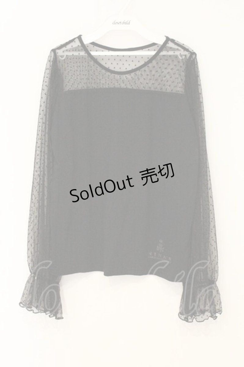 画像1: m petit by misako / NINA'Sコラボ シースルーカットソー 3L クロ O-26-06-29-079-LO-TO-OW-OS (1)