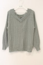 画像1: axes femme / レースVネックニット M グリーン O-26-06-29-081-AX-TO-OW-OS (1)