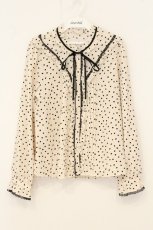 画像1: axes femme / フリルドットブラウス M キナリ O-26-06-29-088-AX-BL-OW-OS (1)