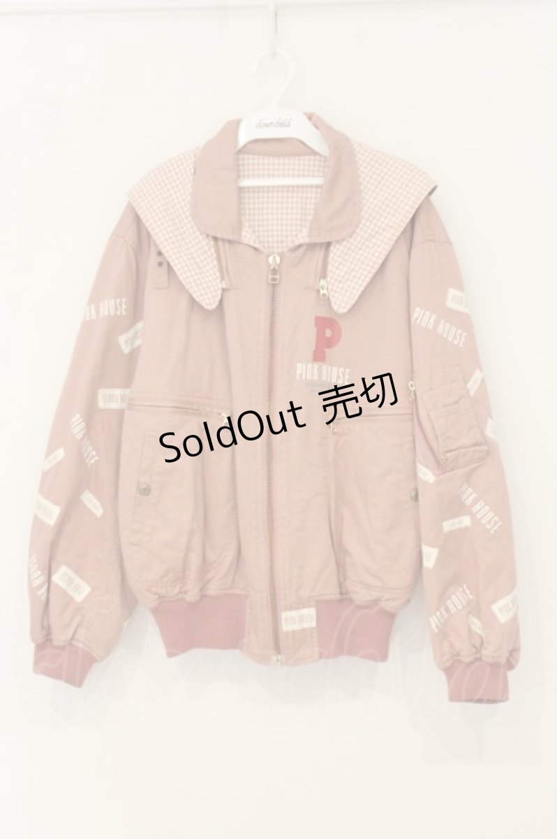 画像1: PINK HOUSE / ロゴワッペンフードブルゾン  ピンク O-26-06-29-089-LO-CO-OW-OS (1)