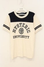 画像1: HYSTERIC GLAMOUR / 袖ラインカレッジロゴTシャツ  オフホワイト×ネイビー O-26-06-29-098-PU-TO-OW-OS (1)