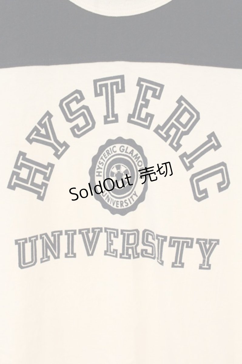 画像2: HYSTERIC GLAMOUR / 袖ラインカレッジロゴTシャツ  オフホワイト×ネイビー O-26-06-29-098-PU-TO-OW-OS (2)