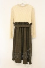 画像3: axes femme / レースドッキングワンピース M キナリ×カーキグリーン O-26-06-29-100-AX-OP-OW-OS (3)