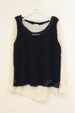 画像1: axes femme / レイヤード風ニットトップス M ネイビー O-26-06-29-014-AX-TO-OW-OS (1)