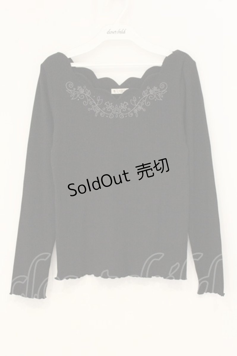 画像1: axes femme / 刺繍入りテレコプルオーバー M クロ O-26-06-29-025-AX-TO-OW-OS (1)