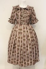画像1: axes femme kawaii / RosyBear柄ワンピース M ブラウン O-26-06-29-029-AX-OP-OW-OS (1)
