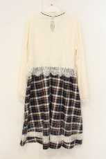 画像3: axes femme POETIQUE / レースチェック柄ワンピース M キナリ×ネイビー O-26-07-01-004-AX-OP-OW-OS (3)