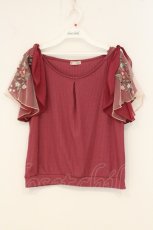 画像1: axes femme / 袖刺繍入りプルオーバー  ピンク O-26-07-01-005-AX-TO-OW-OS (1)