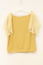 画像3: axes femme / 袖刺繍入りプルオーバー  イエロー O-26-07-01-006-AX-TO-OW-OS (3)