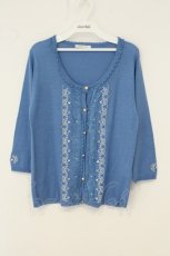 画像1: axes femme / 縦ラメ刺繍入りカーディガン M アオ O-26-07-01-049-AX-TO-OW-OS (1)