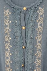 画像2: axes femme / 縦ラメ刺繍入りカーディガン M アオ O-26-07-01-049-AX-TO-OW-OS (2)