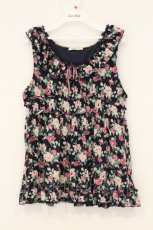 画像1: axes femme / 花柄フリルノースリチュニック M ネイビー O-26-07-01-053-AX-TO-OW-OS (1)