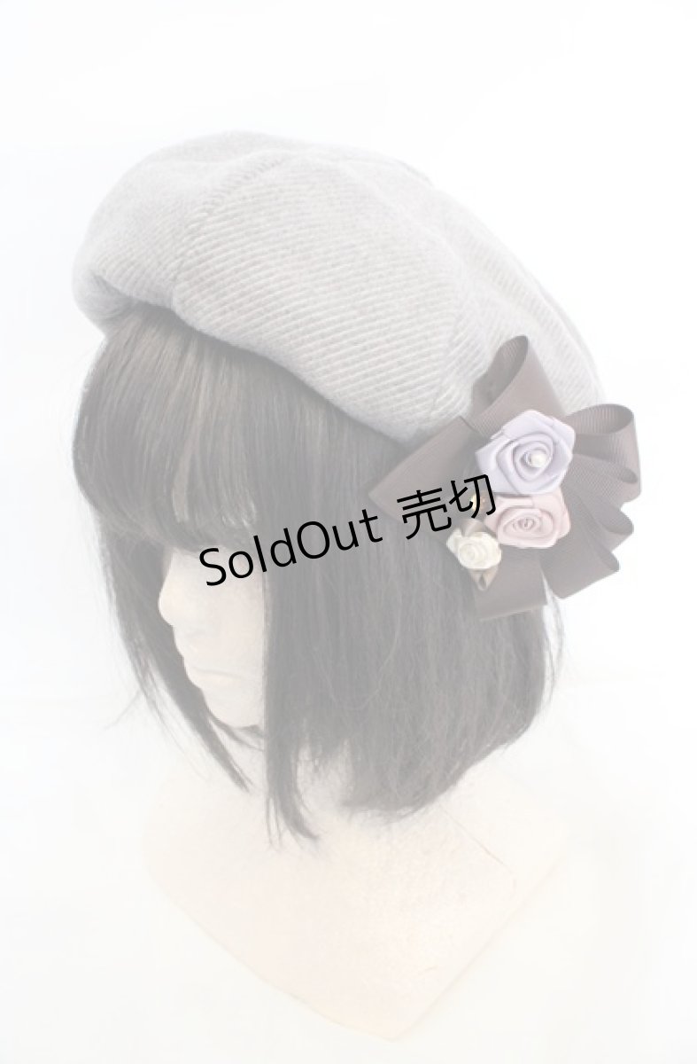 画像1: axes femme / 巻きバラリボンブローチ付きベレー 57.5cm グレー O-26-07-01-1010-AX-AC-OW-OS (1)