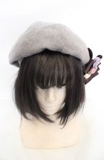 画像2: axes femme / 巻きバラリボンブローチ付きベレー 57.5cm グレー O-26-07-01-1010-AX-AC-OW-OS (2)