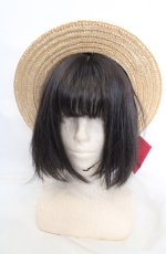 画像2: Amavel / 刺繍リボンカンカン帽  ナチュラル×アカリボン O-26-07-01-1013-CA-AC-OW-OS (2)