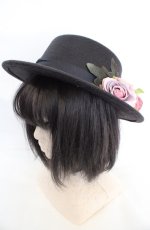 画像1: axes femme / フラワーブーケカンカン帽 57cm クロ O-26-07-01-1002-AX-AC-OW-OS (1)