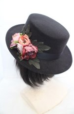 画像2: axes femme / フラワーブーケカンカン帽 57cm クロ O-26-07-01-1002-AX-AC-OW-OS (2)