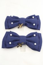 画像1: Angelic Pretty / オーガンジークロスコーム  ネイビー O-26-07-01-1023-AP-AC-OW-OS (1)