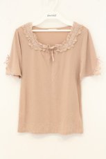 画像1: axes femme / レースリボン半袖プルオーバー M ピンク O-26-07-01-055-AX-TO-OW-OS (1)