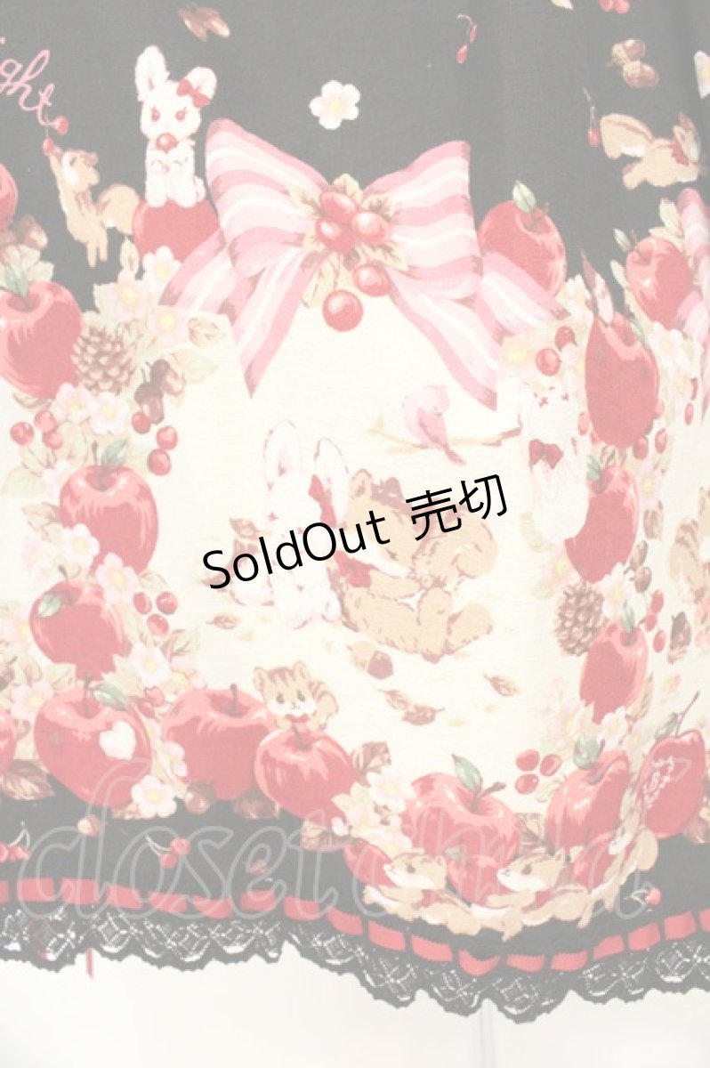 画像5: BABY,THE STARS SHINE BRIGHT / Pomme rouge〜うさぎとりすのりんごの森〜柄ジャンパースカートII  クロ O-26-07-01-062-BA-OP-OW-OS (5)