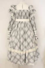 画像1: Hoshibako Works / 【路面店限定販売】リリアンヌ姉妹 チェックワンピース(ロング丈)  グレー O-26-07-01-070-LO-OP-OW-OS (1)